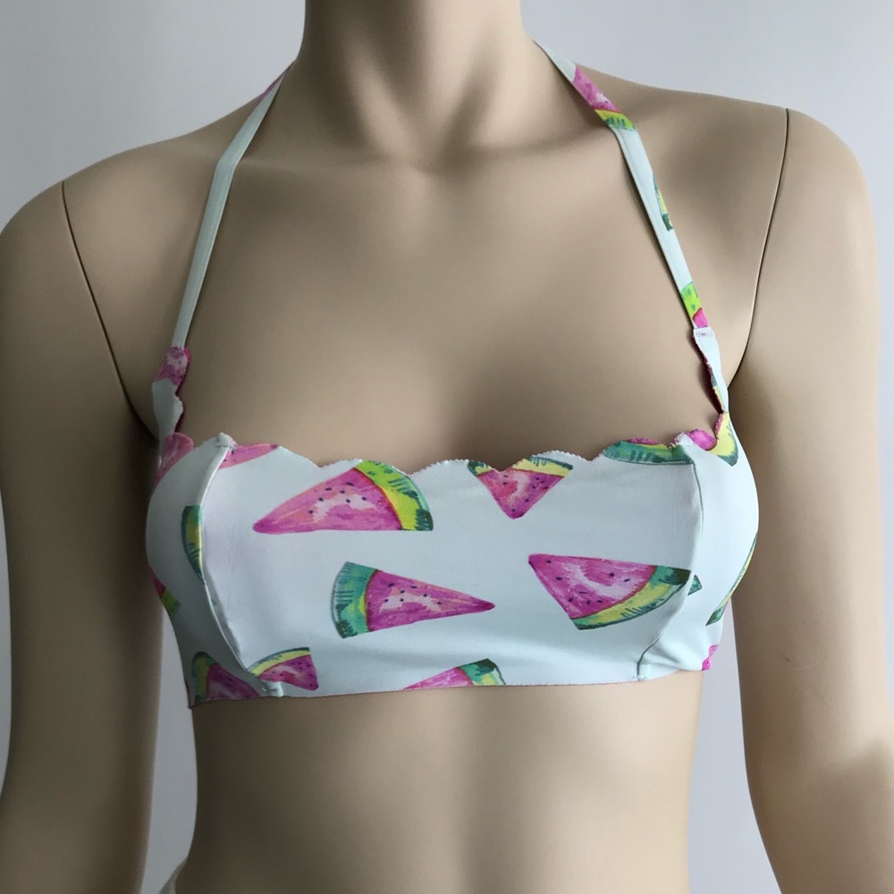 PilyQ Bikini Top Fresca Watermelon Reversible Med